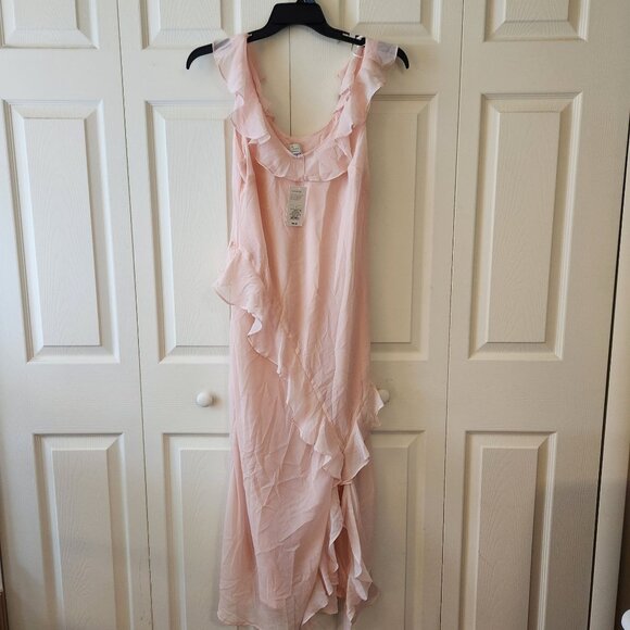 A New Day Light Pink Ruffled Sleeveless Midi Dress Size L NWT - Picture 1 of 14